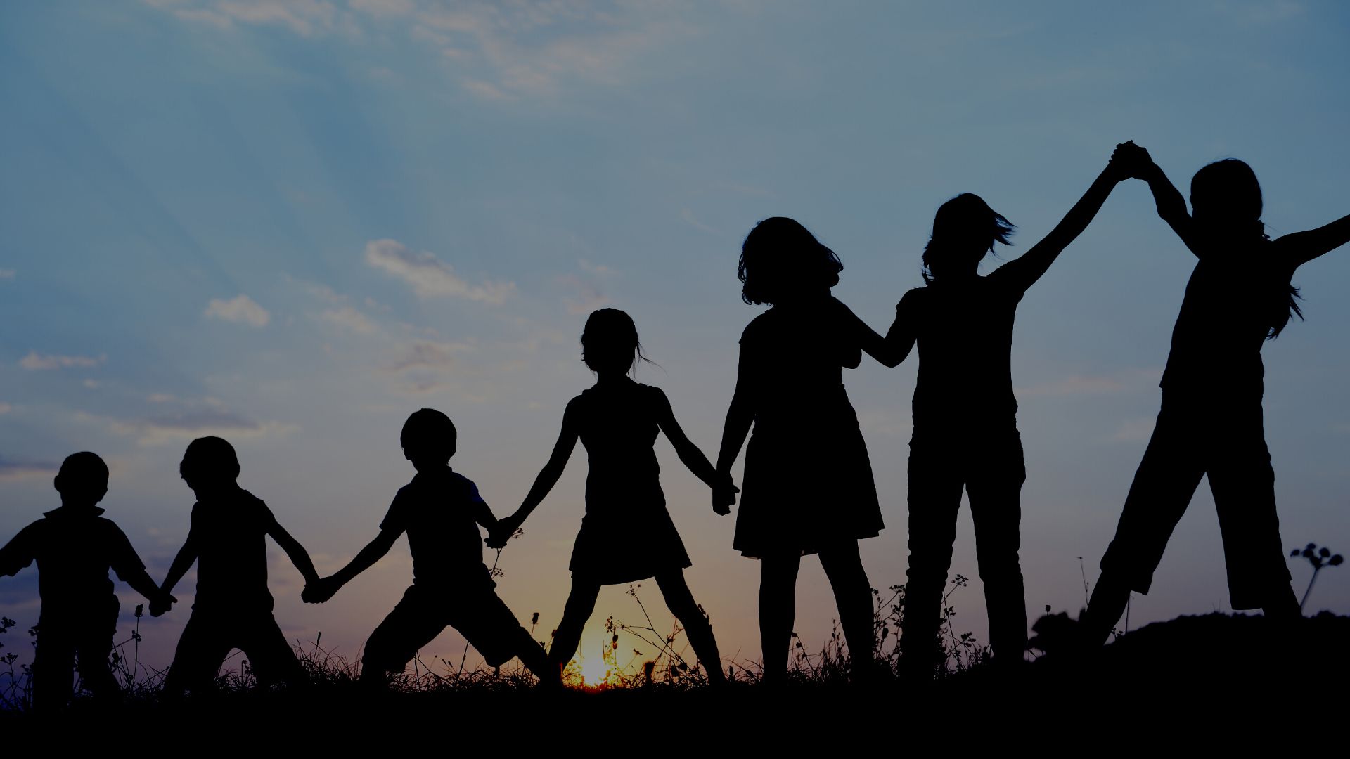 smiling children silhouette