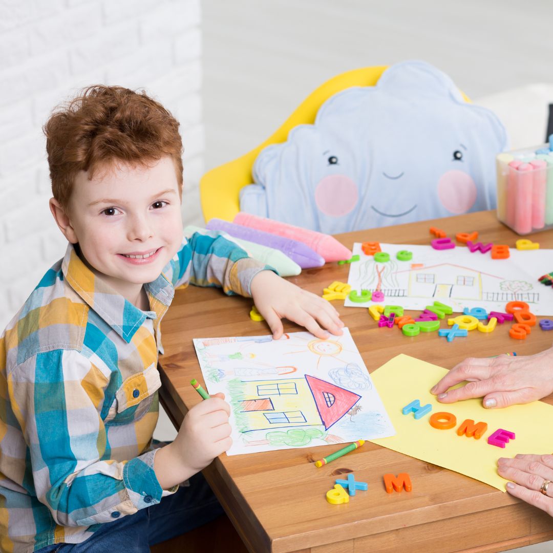 autistic boy drawing