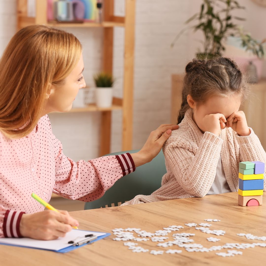 A girl upset with learning
