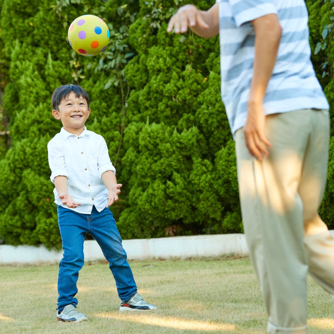 child playing catch