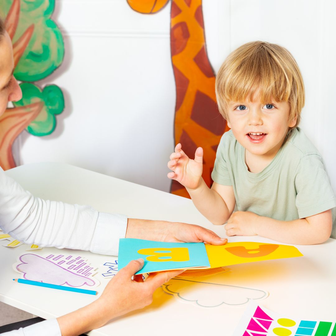 image of an autistic boy getting therapy