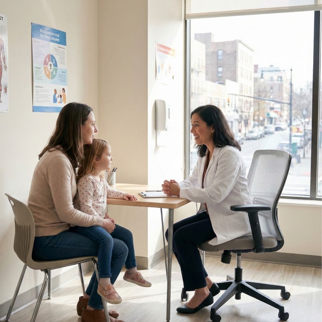 mother and child at pediatrician