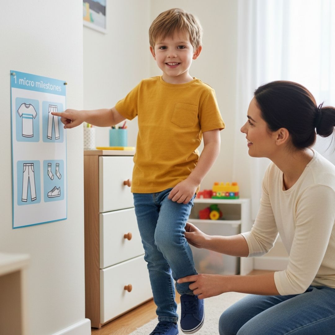 therapist teaching a child how to be independent