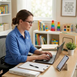 A clinician documenting a behavior assessment for insurance prior authorization.