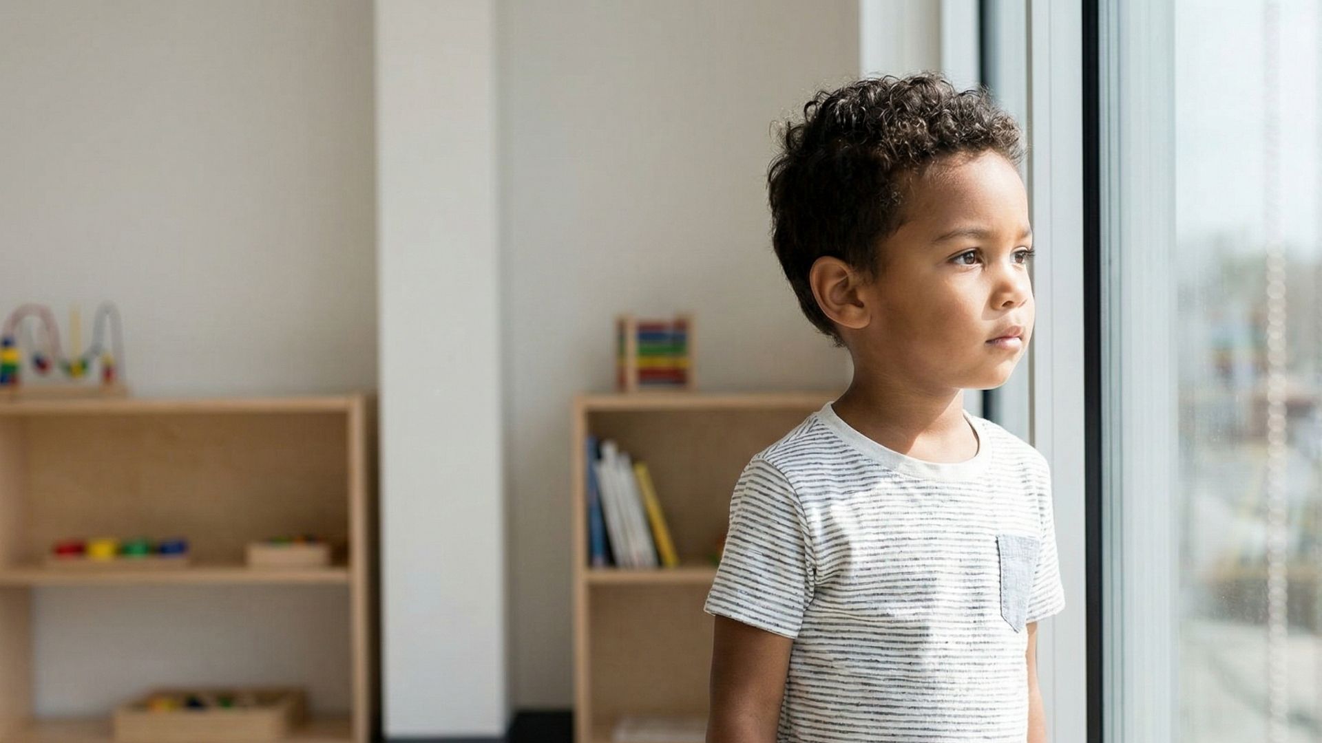 child looking out of a window