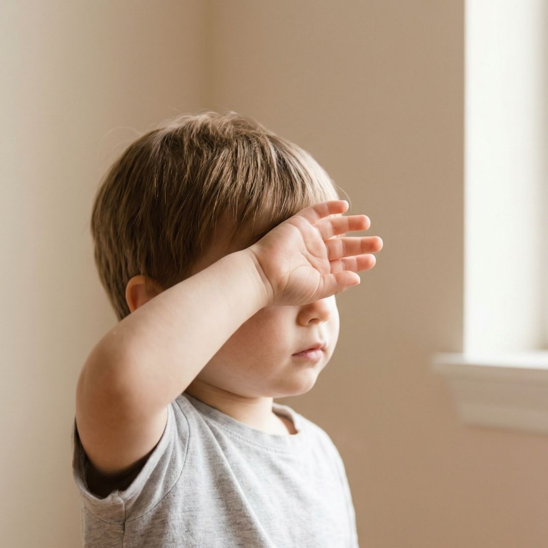 child covering their eyes