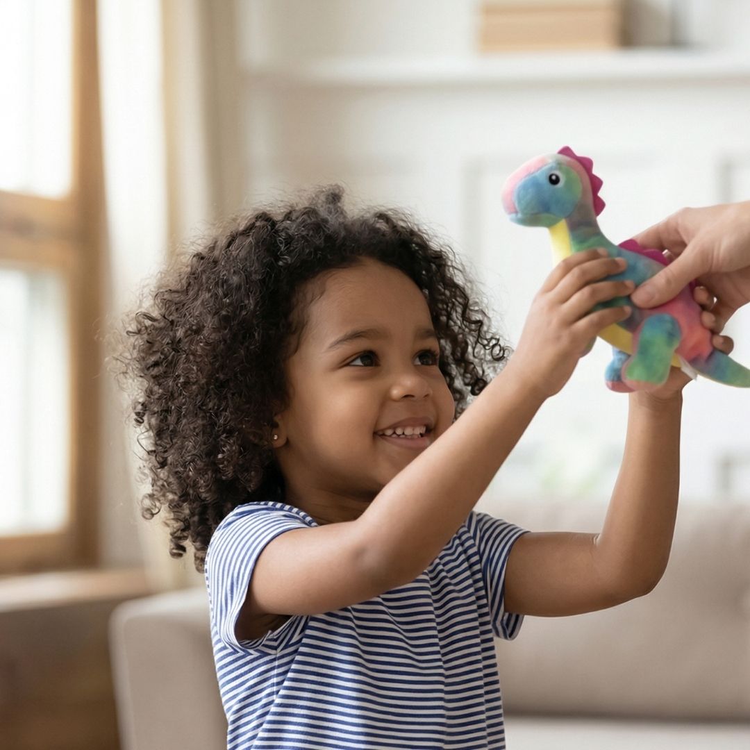 handing a child a toy