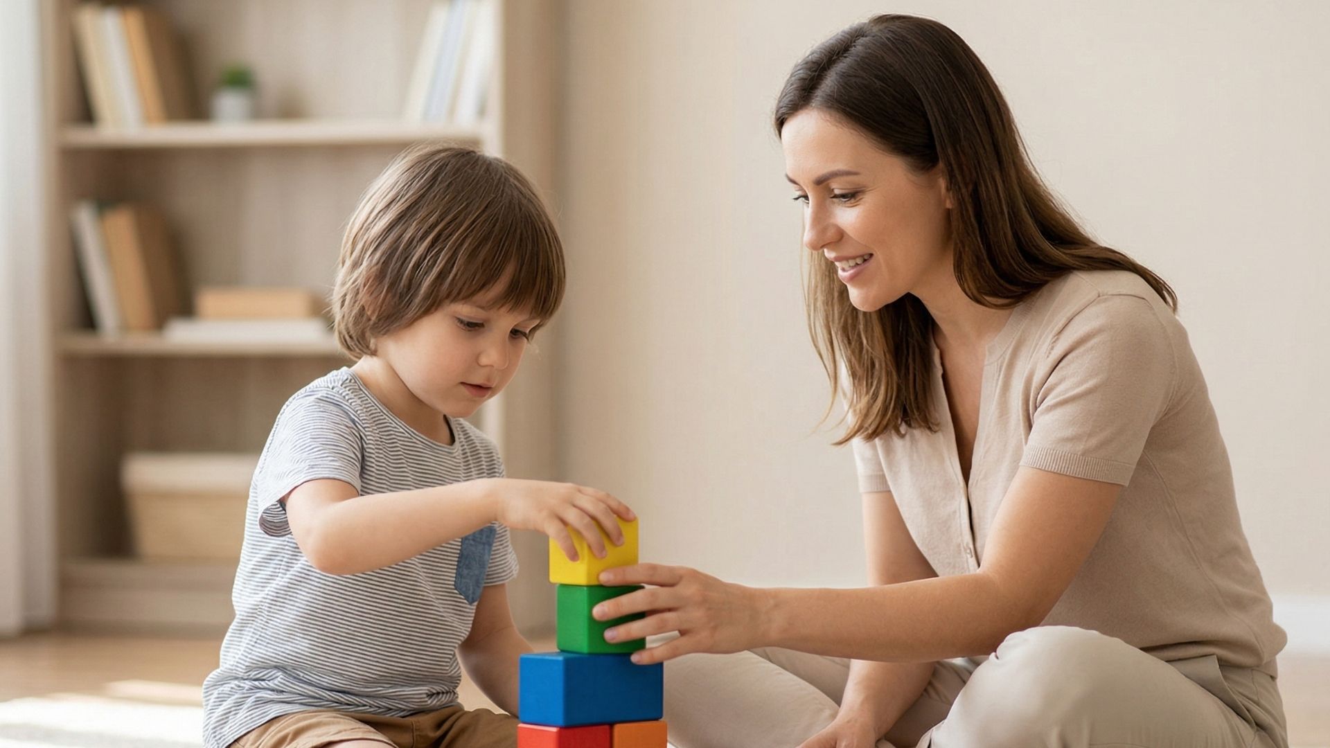 a child playing with an adult