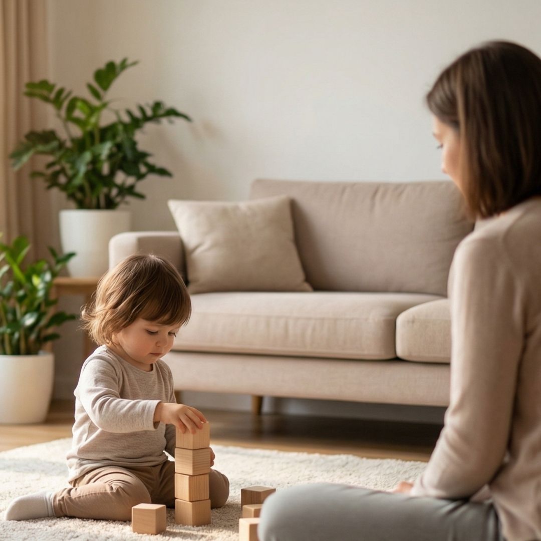 child playing with blocks