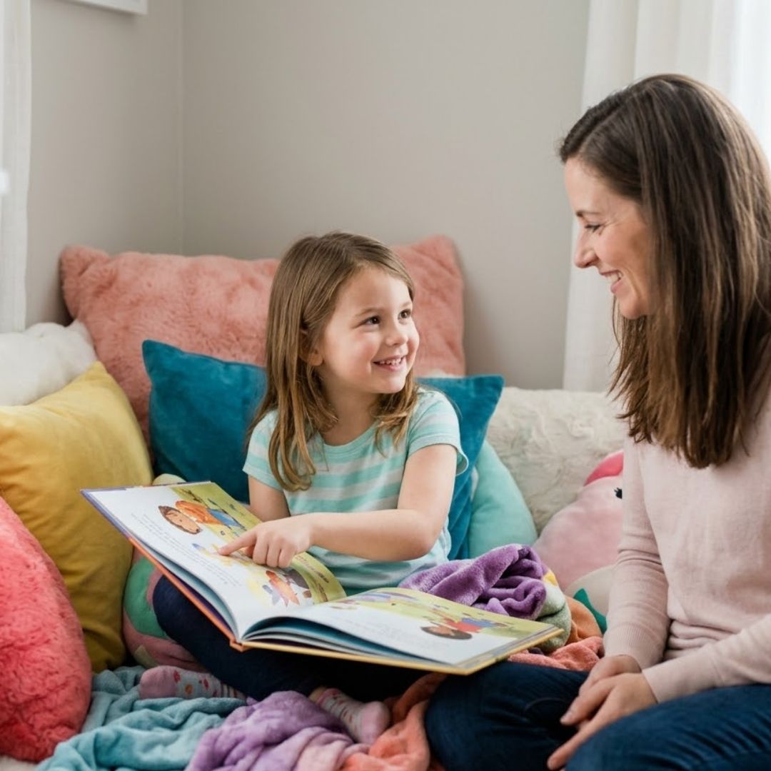 reading a book with a child